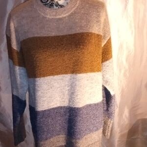 Men's Striped Sweater - Brown, Gray, Blue
